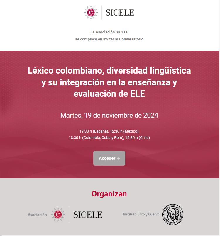 1Conversatorio: Léxico colombiano, diversidad lingüística y su integración en la enseñanza y evaluación de ELE